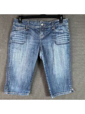 American Eagle Women's Size 10 Blue Distressed Denim Jean Shorts